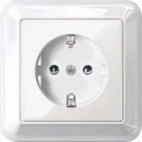 Merten SCHUKO-Steckdose pws/gl volle Abdeckplatte MEG2301-1219