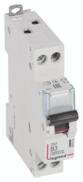 Legrand 407470 DX3 LS-Schalter B 3A 1-polig+N 6kA 230VAC 1TE