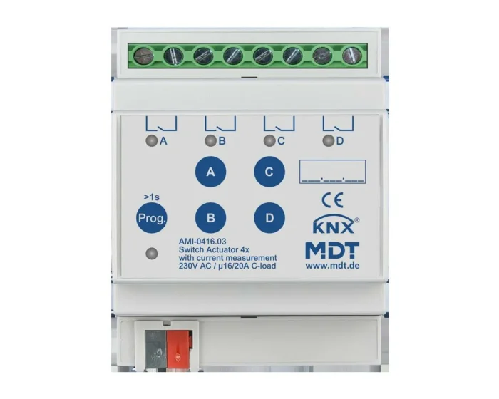 MDT technologies Schaltaktor 4-fach, 4TE REG, 16/20 A, 230 V AMI-0416.03 – Bild 1