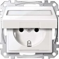 Merten SCHUKO-Steckdose pws/gl Klappd.Li.Schrift. MEG2313-0319