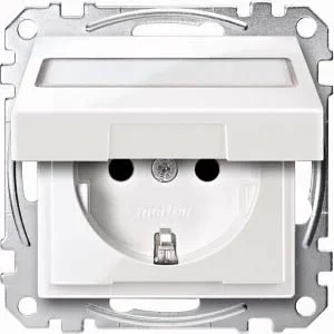 Merten Merten SCHUKO-Steckdose pws/gl KlappdeckelLi Schrift. MEG2313-0319