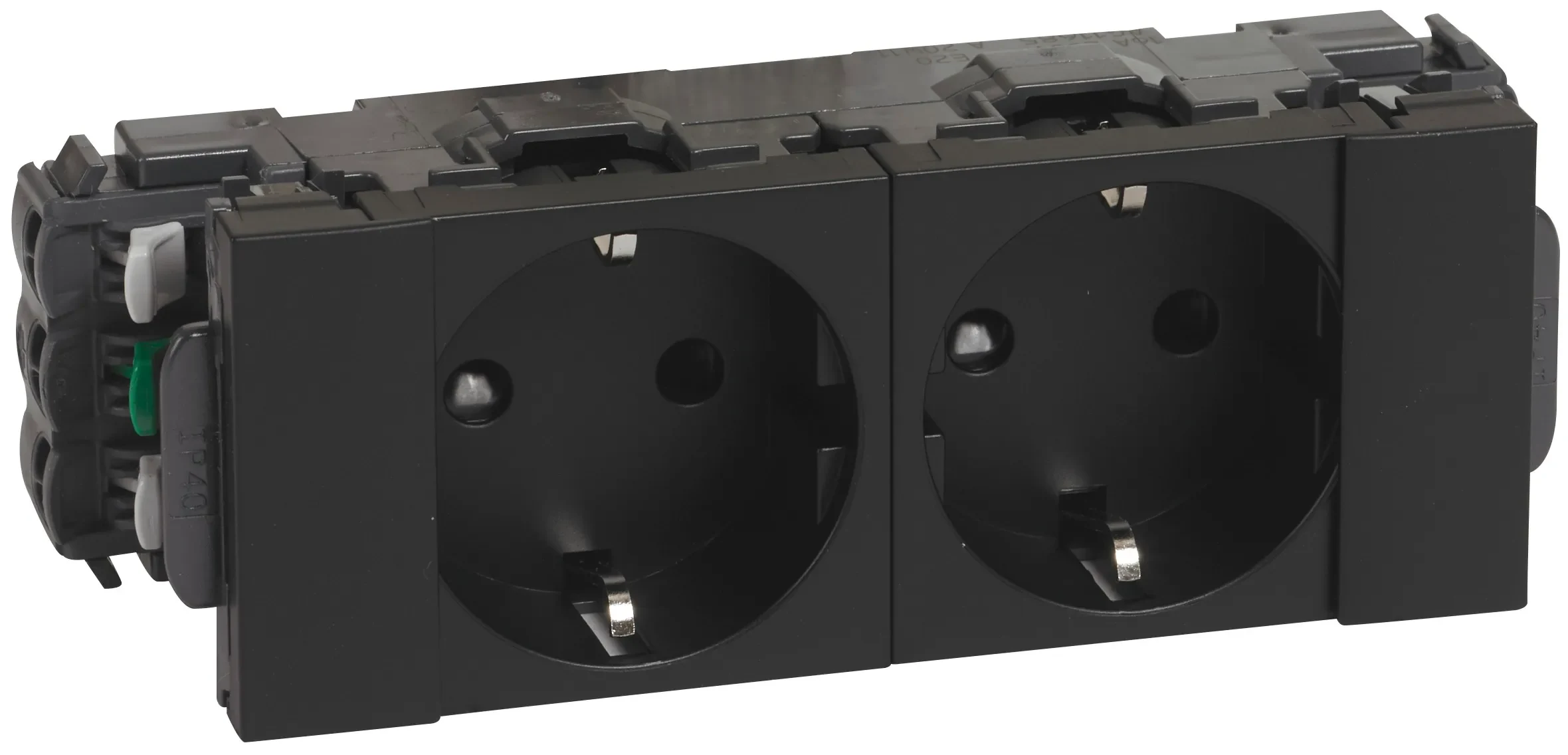 Legrand Legrand 077232L MSC 2xSchuko Steckdose DLP-Clip erhöht Berührungsschutz schwarz