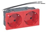 Legrand 077291 Schuko Steckdose 45° 2-fach 4M mit Spannungsanzeige Mosaic rot