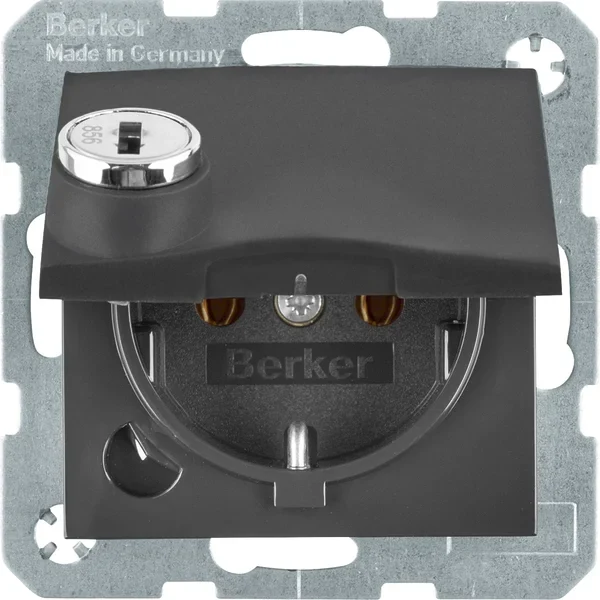 Berker Berker SCHUKO-Steckdose anthrazit/matt Steckklemme, Schloss 47631606
