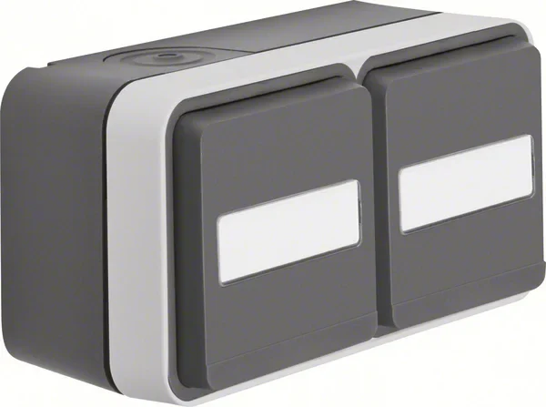 Berker Berker SCHUKO-Steckdose 2-fach grau waag KlappdeckelBeschr. 47753555