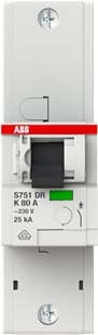 ABB ABB Stotz S&J Hauptlastschalter 25kA,80A,1P S751DR-K80