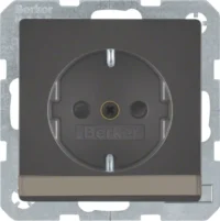 Berker SCHUKO-Steckdose anthrazit/sa mit Beschriftungsfeld 41496086