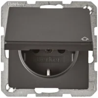 Berker SCHUKO-Steckdose anthrazit/sa mit Klappdeckel 47516076