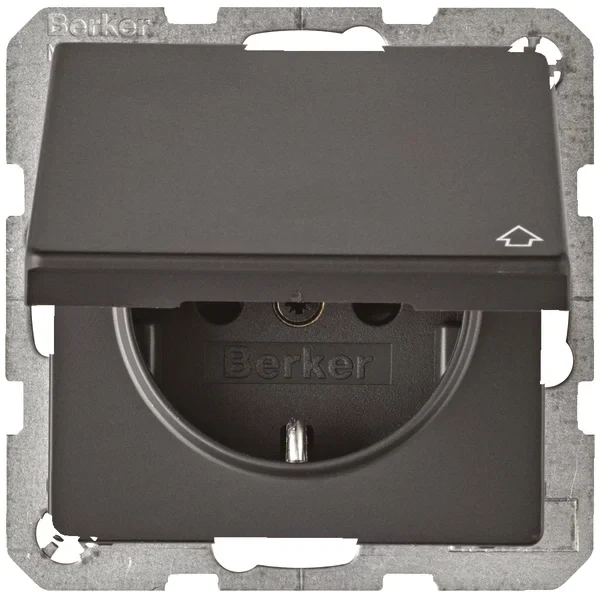 Berker Berker SCHUKO-Steckdose anthrazit/sa mit Klappdeckel 47516076