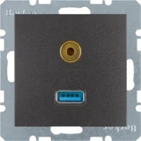 Berker Steckdose USB/3,5mm Audio anthrazit matt 3315391606