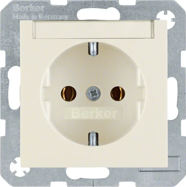 Berker Berker SCHUKO-Steckdose weiß/gl mit Beschriftungsfeld 47508982
