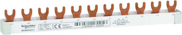 Schneider R9XFH311 Phasenschiene Gabel, 3P, 11 TE, 63A, ablängbar – Bild 1