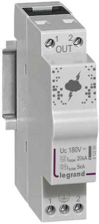 Legrand 412200 ÜSS-Ableiter f.Telefon/ ADSL Typ D1+C2 D1 2,5kA C2 In (8/20)20kA