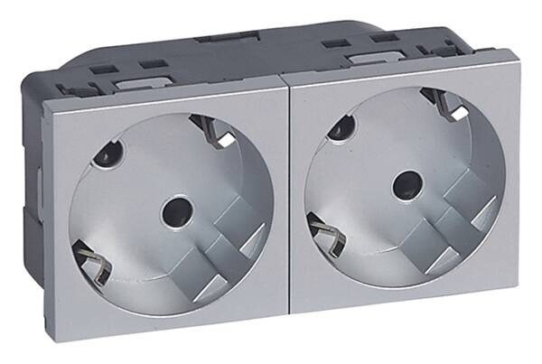 Legrand Legrand 079282 Steckdose 45° 2-fach 4M Mosaic Aluminium