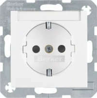 Berker SCHUKO-Steckdose pws/gl mit Beschriftungsfeld 41498989