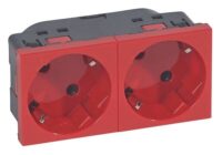 Legrand 077272 Schuko Steckdose 45° 2-fach 4-modulig Mosaic rot