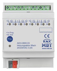 Bild vom Produkt: MDT Technologies Heizungsaktor AKH 8-fach, 4TE REG, 24-230VAC, AKH-0800.03