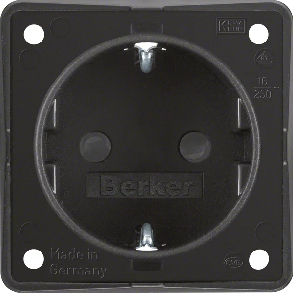 Berker Berker SCHUKO-Steckdose schwarz/matt Erh Berührungsschutz 947792503