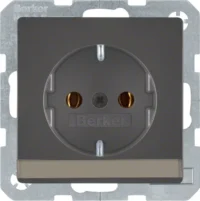 Berker SCHUKO-Steckdose anthrazit/sa mit Beschriftungsfeld 47506086