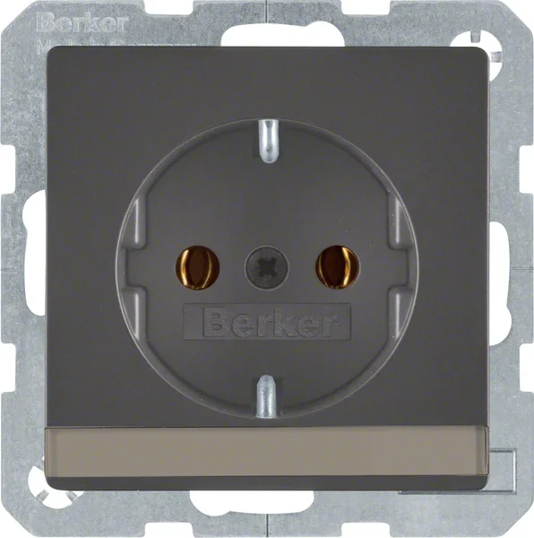 Berker Berker SCHUKO-Steckdose anthrazit/sa mit Beschriftungsfeld 47506086