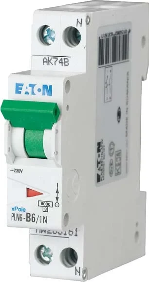 Eaton Eaton (Installation) Leitungsschutzschalter 6 A, 1-polig+N, Steckklemme B PLN6-B6/1N-DE
