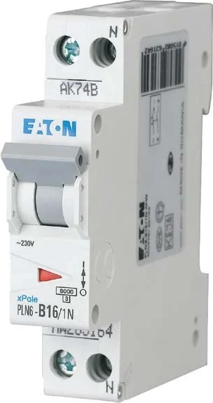 Eaton Eaton (Installation) Leitungsschutzschalter 16A, 1-polig+N, Steckklemme C PLN6-C16/1N-DE