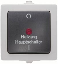 Kopp 565356002 Heizungshauptschalter AP-FR 2-polig beleuchtet10AX 250V IP44 Nautic grau