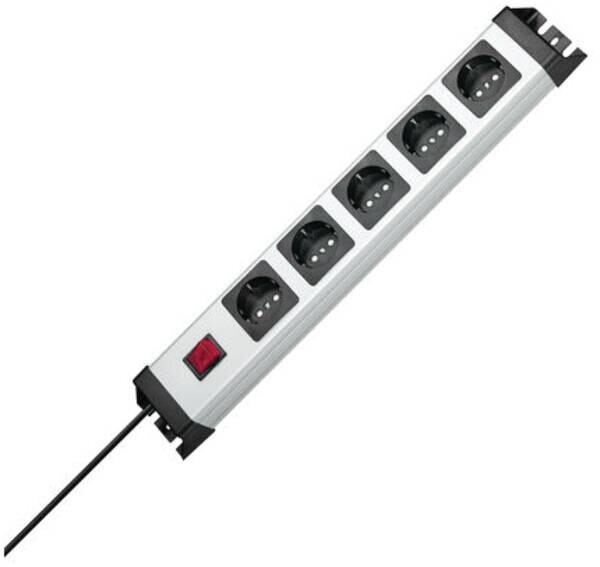 Kopp Kopp 226620015 Powerversal 5-fach 250V 16A IP20 2-polig beleuchtet482,6x71x58,3 sil-schwarz