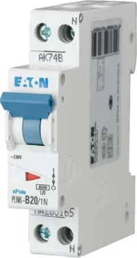 Eaton (Installation) Leitungsschutzschalter 20A, 1-polig+N, Steckklemme C PLN6-C20/1N-DE