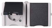 Kopp 950655000 Schutzkontsteckd AP-FR 2-fach waag KS 16A 250V Aquatop hg/dg