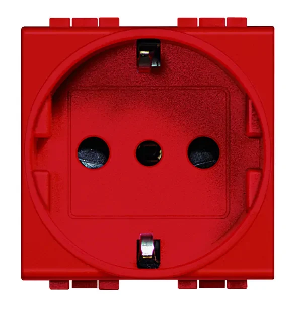 Legrand BTicino L4140R Schuko Steckdose ital. 2-polig 19mm mit erhöht Berührungsschutz SK Rot