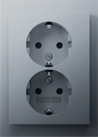 Berker Doppelsteckdose SCHUKO K.5 aluminium matt lackiert. 47597003