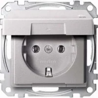 Merten SCHUKO-Steckdose alu Klappdeckel IP44 MEG2314-0460