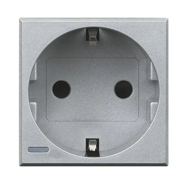 Legrand BTicino HC4141W Schuko Steckdose mit erhöht Berührungsschutz SL Aluminium