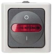 Kopp 562356009 Heizungshauptschalter AP-FR 2-polig beleuchtet10AX 250V Blue Elec grau