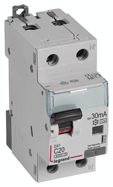Legrand Legrand 411062 DX3 Fi/LS-Schalter C 20A 1P+N 6kA 30mA Typ A 230VAC 2TE