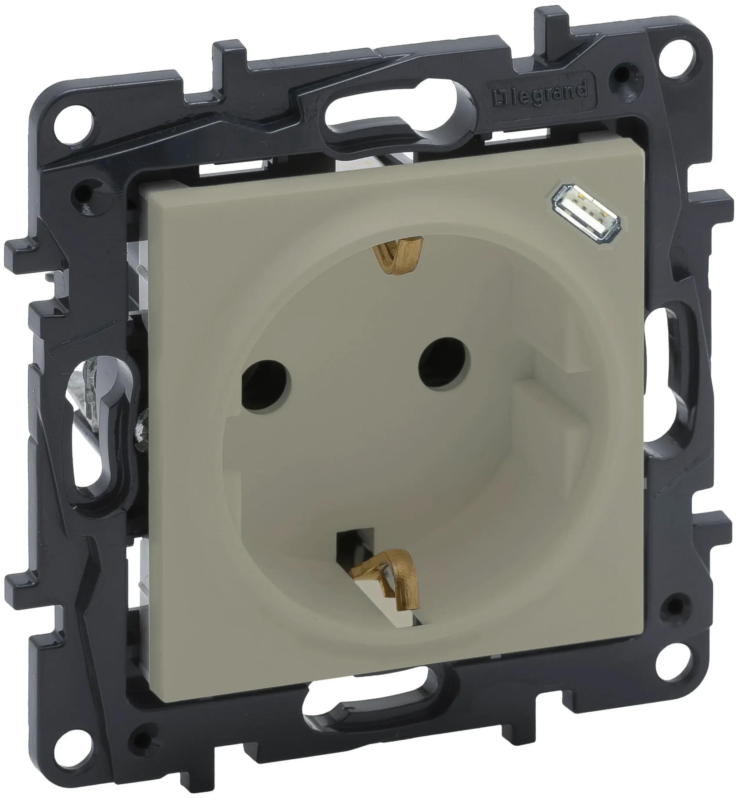 Legrand Legrand 864627 Schuko Steckdose mit Sub-C Steckklemmen Berührungsschutz Niloe Step Sand