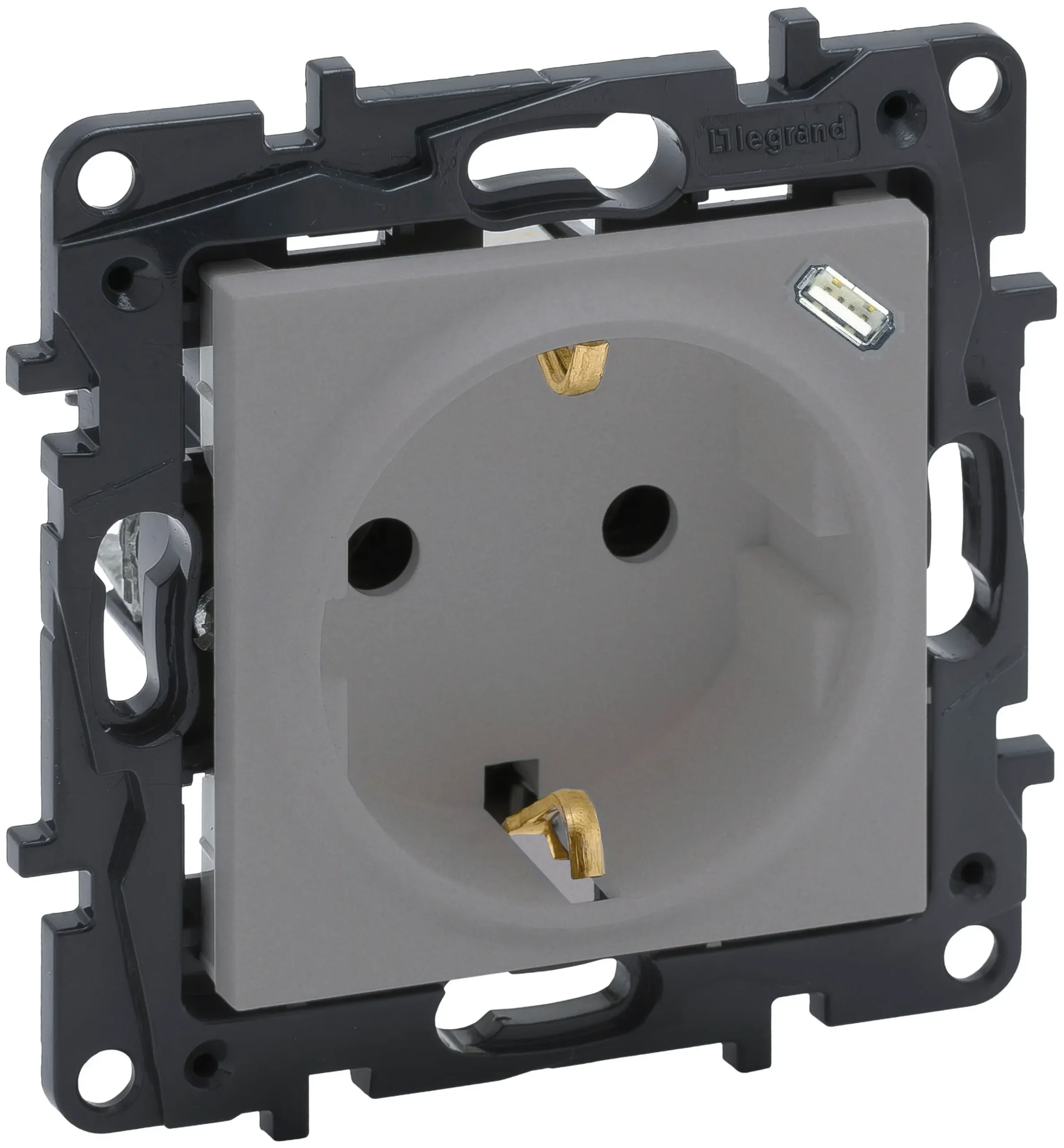Legrand Legrand 864327 Schuko Steckdose mit Sub-C Steckklemme Berührungsschutz Niloe Step Aluminium