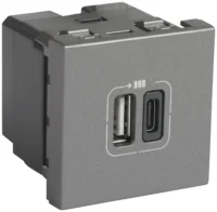 Legrand 079392 USB-Lademodul 2xUSB-A+C 2-modulig 3A Mosaic Aluminium