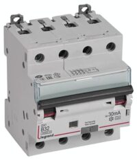 Legrand 411227 DX3 Fi/LS-Schalter B 32A 4-polig 6kA 30mA Typ A 400VAC 4TE