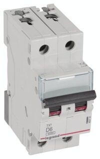 Legrand 403734 TX3 LS-Schalter D 6A 2-polig 6kA 400VAC 2TE