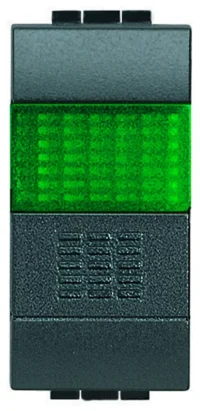 BTicino L4038V Taster 1-polig Schließer mit Leuchtsignal Grün Anthrazit