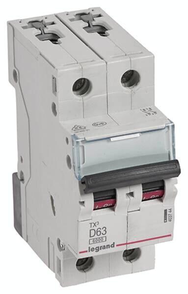 Legrand 403744 TX3 LS-Schalter D 63A 2-polig 6kA 400VAC 2TE