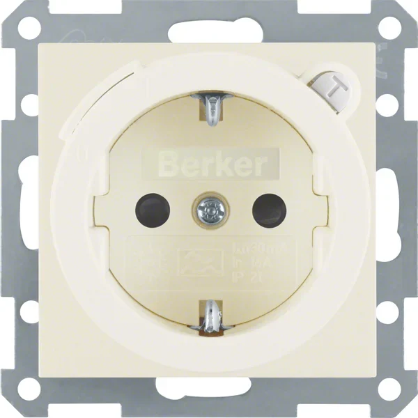 Berker Berker SCHUKO-Steckdose weiß/gl mit FI-Schutzschalt. 47088982