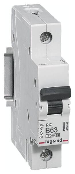 Legrand 419142 RX3 LS-Schalter B 63A 1-polig 6 kA 230/400VAC 1TE
