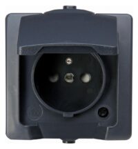Kopp 107915009 NAUTIC AP-Feuchtraum Mitten-Schutzkontakt-Steckdose mit Klapp