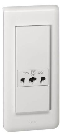 Legrand 077586 Rasiersteckdose mit Abdeckung. 5-modulig vertikal Mosaic ultaweiß