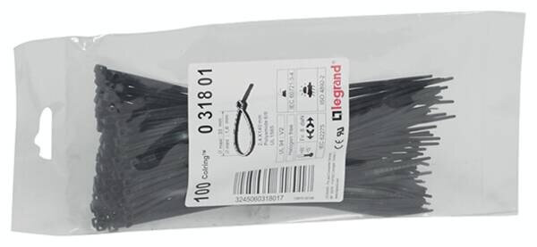 Legrand Legrand 031801 Kabelbinder Colring schwarz innenverzahnt 2,4x140mm UV-best.