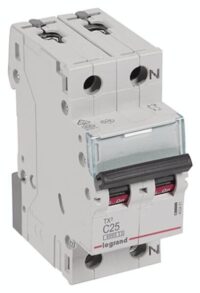 Legrand 403461 TX3 LS-Schalter C 25A 1-polig+N 6kA 230VAC 2TE