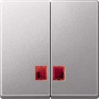 Merten Doppelwippe alu mit Fenster (rot) MEG3456-0460